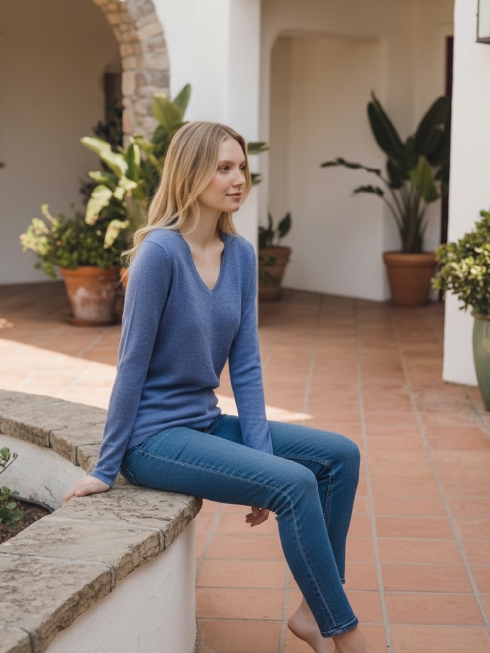 Adrienne Vittadini Light Periwinkle Cashmere Sweater